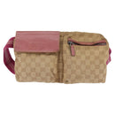 GUCCI GG Canvas Sherry Line Waist Bag Beige Pink Silver 28566 Auth 144532-13