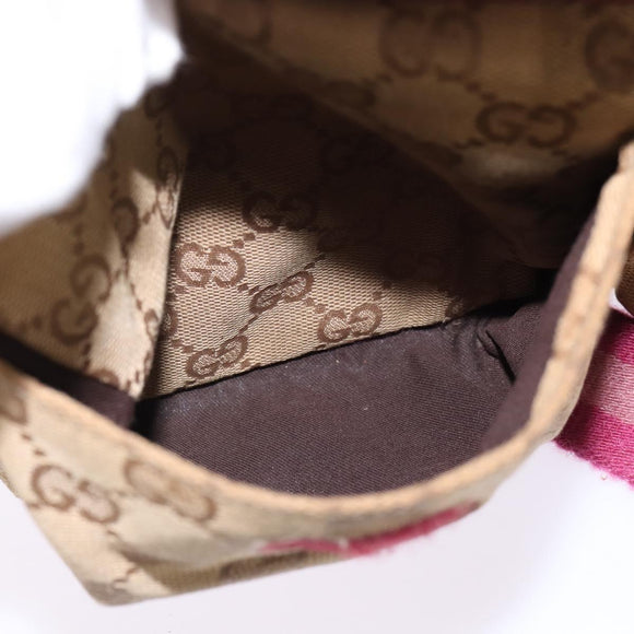 GUCCI GG Canvas Sherry Line Waist Bag Beige Pink Silver 28566 Auth 144532