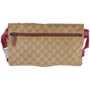 GUCCI GG Canvas Sherry Line Waist Bag Beige Pink Silver 28566 Auth 144532-2