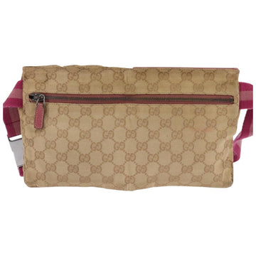 GUCCI GG Canvas Sherry Line Waist Bag Beige Pink Silver 28566 Auth 144532 - 0