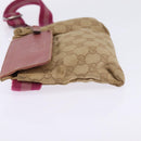 GUCCI GG Canvas Sherry Line Waist Bag Beige Pink Silver 28566 Auth 144532-3