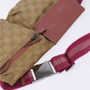 GUCCI GG Canvas Sherry Line Waist Bag Beige Pink Silver 28566 Auth 144532-6