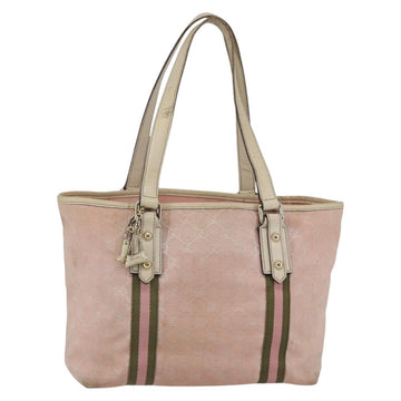 GUCCI GG Canvas Sherry Line Tote Bag Pink Gold 137396 Auth 144533