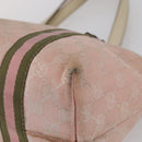 GUCCI GG Canvas Sherry Line Tote Bag Pink Gold 137396 Auth 144533-12