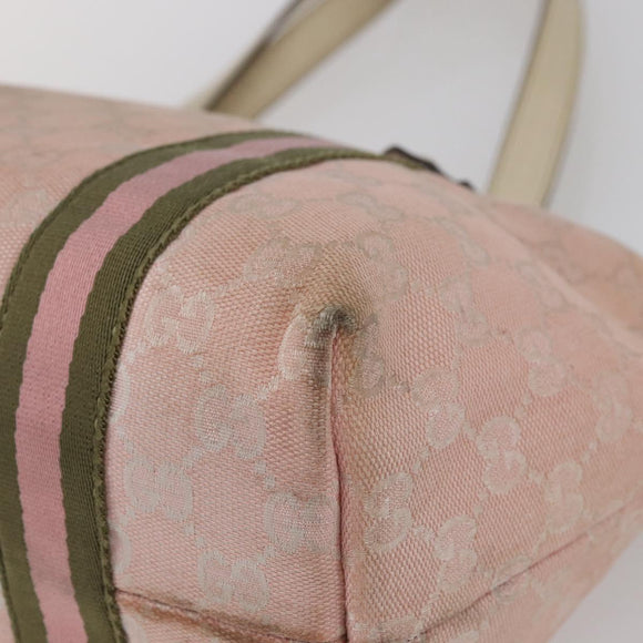 GUCCI GG Canvas Sherry Line Tote Bag Pink Gold 137396 Auth 144533