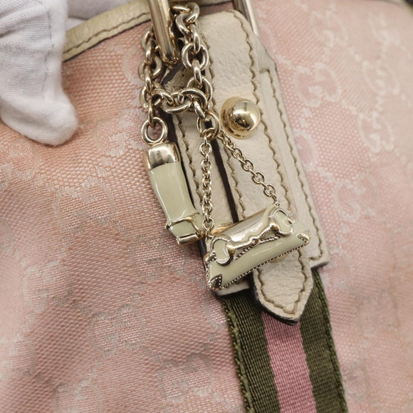 GUCCI GG Canvas Sherry Line Tote Bag Pink Gold 137396 Auth 144533