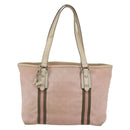 GUCCI GG Canvas Sherry Line Tote Bag Pink Gold 137396 Auth 144533-2