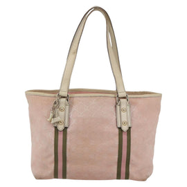 GUCCI GG Canvas Sherry Line Tote Bag Pink Gold 137396 Auth 144533 - 0