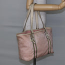 GUCCI GG Canvas Sherry Line Tote Bag Pink Gold 137396 Auth 144533-22