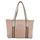GUCCI GG Canvas Sherry Line Tote Bag Pink Gold 137396 Auth 144533-3