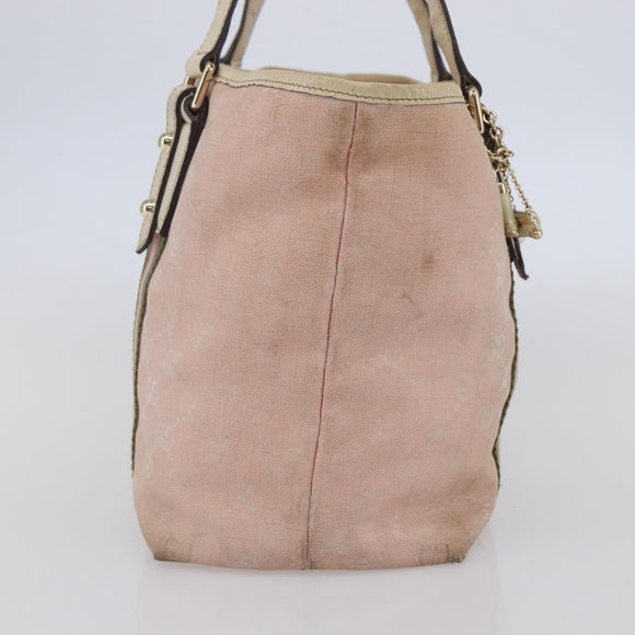 GUCCI GG Canvas Sherry Line Tote Bag Pink Gold 137396 Auth 144533