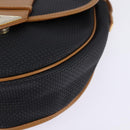 SAINT LAURENT Shoulder Bag Coated Canvas Black Brown gold Auth 144544-15