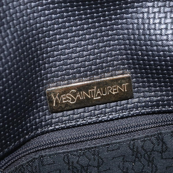 SAINT LAURENT Shoulder Bag Coated Canvas Black Brown gold Auth 144544