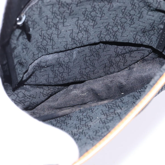 SAINT LAURENT Shoulder Bag Coated Canvas Black Brown gold Auth 144544