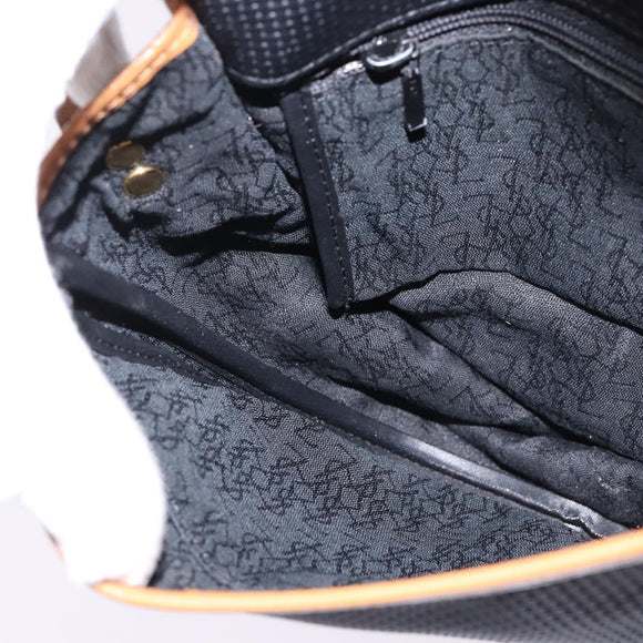 SAINT LAURENT Shoulder Bag Coated Canvas Black Brown gold Auth 144544