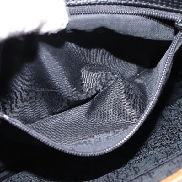 SAINT LAURENT Shoulder Bag Coated Canvas Black Brown gold Auth 144544