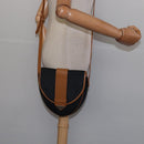 SAINT LAURENT Shoulder Bag Coated Canvas Black Brown gold Auth 144544-22