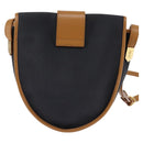 SAINT LAURENT Shoulder Bag Coated Canvas Black Brown gold Auth 144544-2