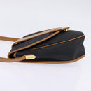 SAINT LAURENT Shoulder Bag Coated Canvas Black Brown gold Auth 144544-3