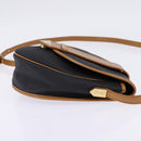 SAINT LAURENT Shoulder Bag Coated Canvas Black Brown gold Auth 144544-4