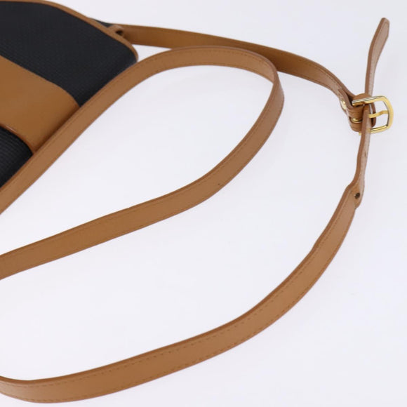 SAINT LAURENT Shoulder Bag Coated Canvas Black Brown gold Auth 144544