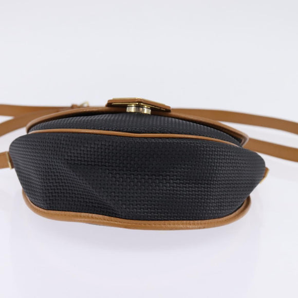 SAINT LAURENT Shoulder Bag Coated Canvas Black Brown gold Auth 144544