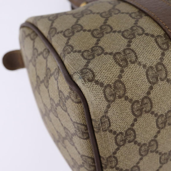 GUCCI GG Supreme Web Sherry Line Hand Bag PVC Beige Gold Auth 144545