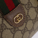 GUCCI GG Supreme Web Sherry Line Hand Bag PVC Beige Gold Auth 144545-17