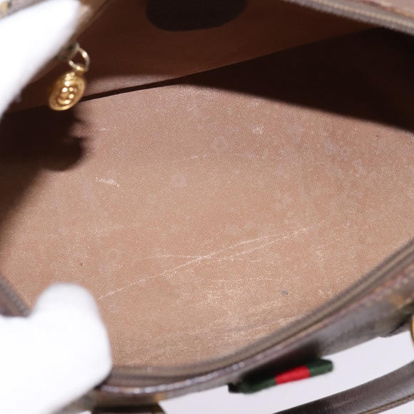 GUCCI GG Supreme Web Sherry Line Hand Bag PVC Beige Gold Auth 144545