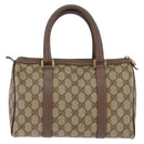 GUCCI GG Supreme Web Sherry Line Hand Bag PVC Beige Gold Auth 144545-2