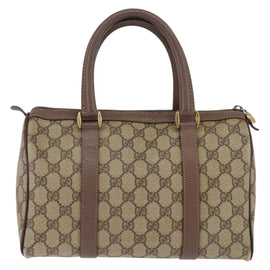 GUCCI GG Supreme Web Sherry Line Hand Bag PVC Beige Gold Auth 144545 - 0