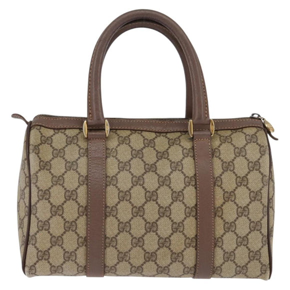 GUCCI GG Supreme Web Sherry Line Hand Bag PVC Beige Gold Auth 144545