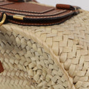 Chloe Mercy Tote Bag Raffia Leather Beige Brown Auth 144547A-14