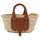 Chloe Mercy Tote Bag Raffia Leather Beige Brown Auth 144547A-13