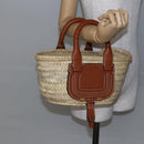 Chloe Mercy Tote Bag Raffia Leather Beige Brown Auth 144547A-21