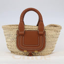 Chloe Mercy Tote Bag Raffia Leather Beige Brown Auth 144547A-12