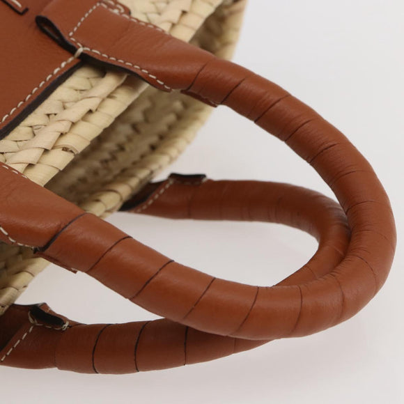 Chloe Mercy Tote Bag Raffia Leather Beige Brown Auth 144547A