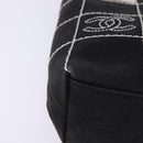 CHANEL Choco Bar COCO Mark Hand Bag Canvas Black Gold CC Auth 144563-10