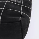 CHANEL Choco Bar COCO Mark Hand Bag Canvas Black Gold CC Auth 144563-11