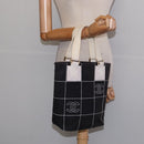 CHANEL Choco Bar COCO Mark Hand Bag Canvas Black Gold CC Auth 144563-21