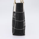 CHANEL Choco Bar COCO Mark Hand Bag Canvas Black Gold CC Auth 144563-5