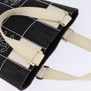 CHANEL Choco Bar COCO Mark Hand Bag Canvas Black Gold CC Auth 144563-6