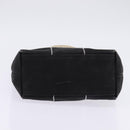 CHANEL Choco Bar COCO Mark Hand Bag Canvas Black Gold CC Auth 144563-9