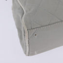 CHANEL Matelasse Hand Bag Canvas Gray Silver CC Auth 144564-15