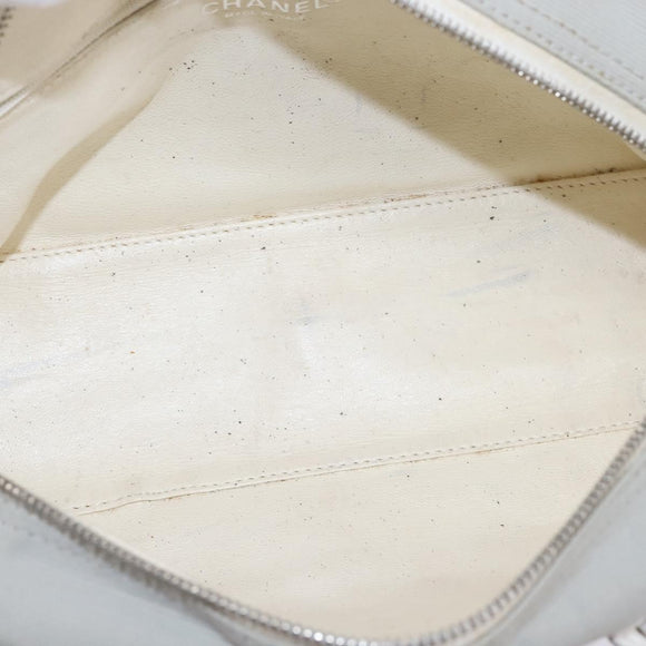 CHANEL Matelasse Hand Bag Canvas Gray Silver CC Auth 144564
