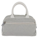 CHANEL Matelasse Hand Bag Canvas Gray Silver CC Auth 144564-2