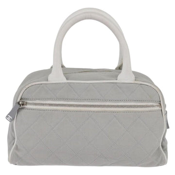 CHANEL Matelasse Hand Bag Canvas Gray Silver CC Auth 144564 - 0