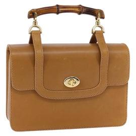 GUCCI Bamboo Hand Bag Leather Brown Gold 000 113 0231 Auth 144565