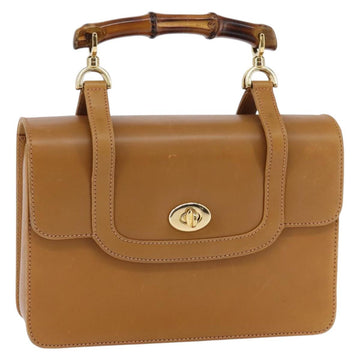 GUCCI Bamboo Hand Bag Leather Brown Gold 000 113 0231 Auth 144565