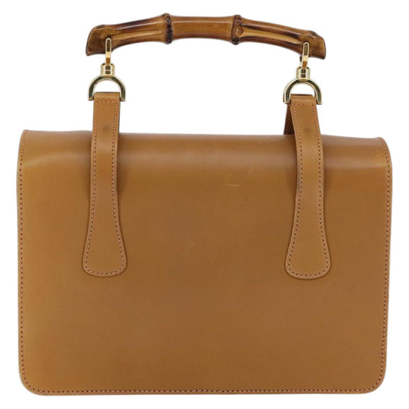 GUCCI Bamboo Hand Bag Leather Brown Gold 000 113 0231 Auth 144565